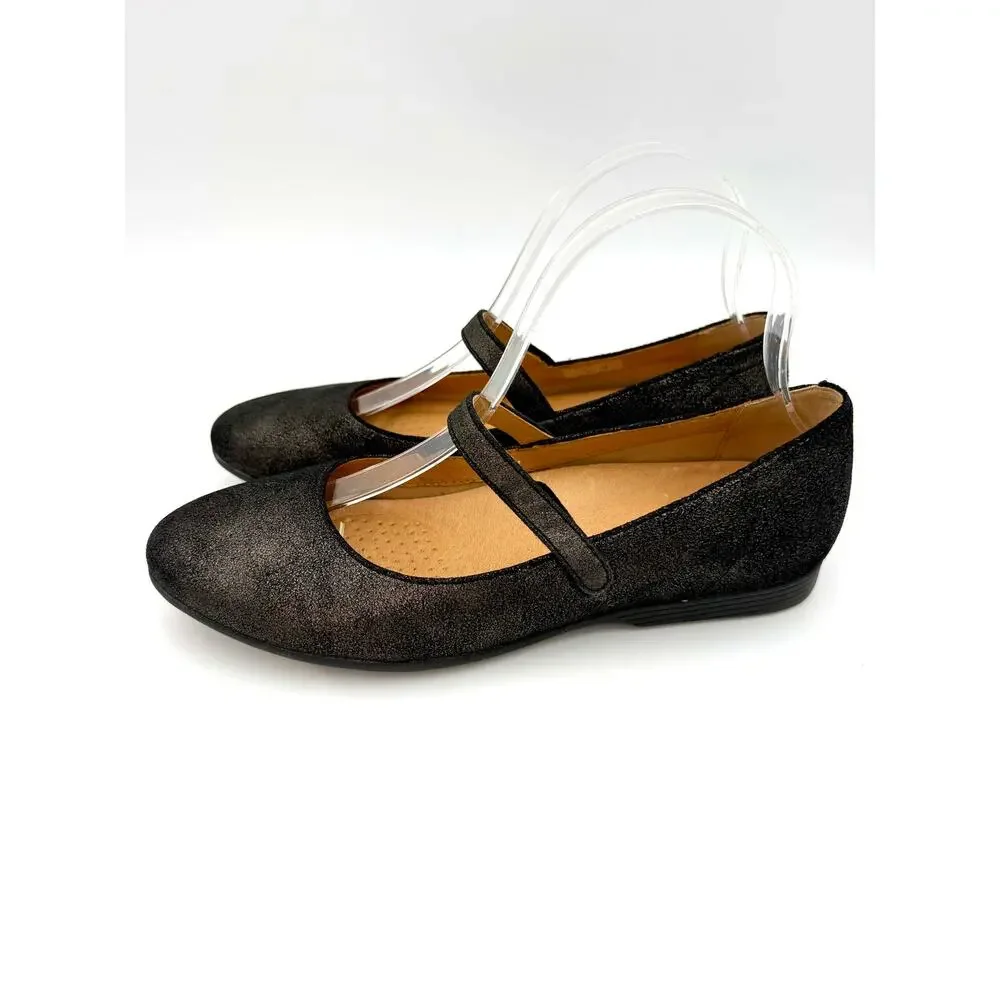 Dansko Mary Jane Flats Metallic Pewter Black Size 38 / 8 Arch Support